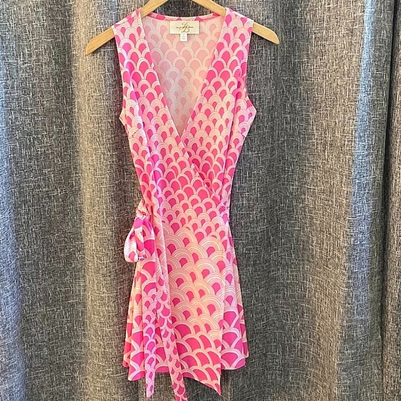 JB by Julie Brown Pink Patterned Sleeveless Wrap Dress Size Small - Picture 1 of 10
